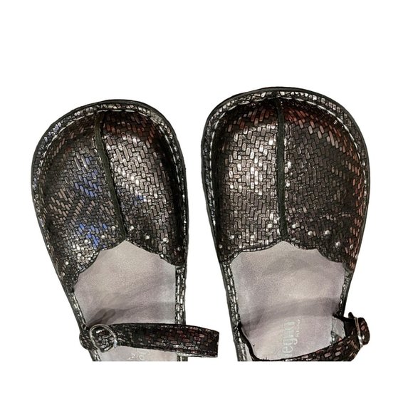 Allegria Mary Jane Black Sparkle Metallic Shoes Sz 38W - Picture 4 of 8